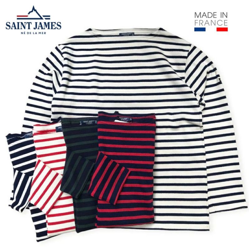 SAINT JAMES フランス製 ボートネック ボーダー ロング Tシャツ - トップス