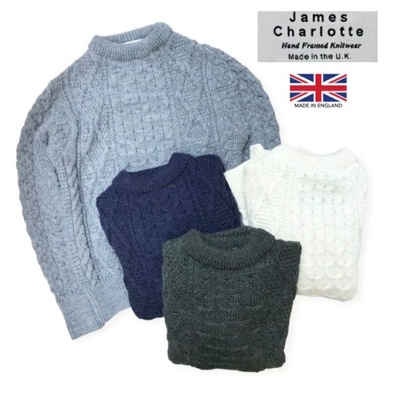 イギリス製送料無料JAMESCHARLOTTE【ジェームスシャルロット】CABLEVEEチルデンセーターウールVネックメンズ(男性用)【smtb-m】