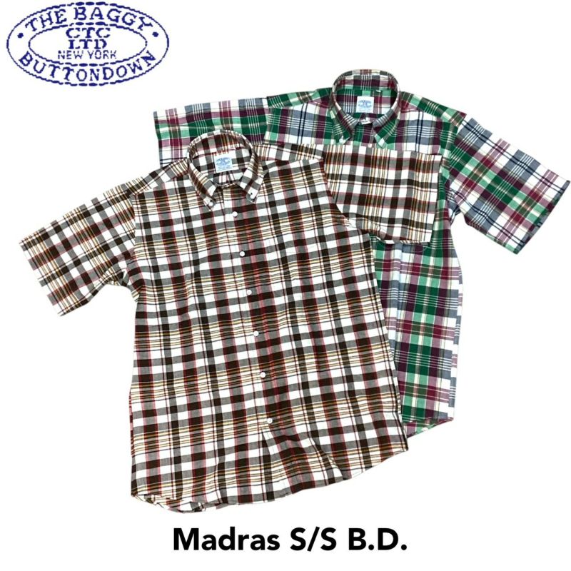 送料無料BAGGY【バギー】2SNMADRASB.DS/S半袖マドラスチェックシャツ半袖シャツメンズ(男性用)【smtb-m】